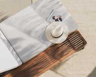 Francis Outdoor Lounger in palisades and black frame Francis Outdoor Lounger in palisades and black frame