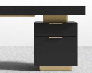 Arlo Desk - Brushed Brass - Black Oak