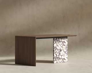 Gia Desk - 63in - Walnut Top - Viola Base Gia Desk - 63in - Walnut Top - Viola Base
