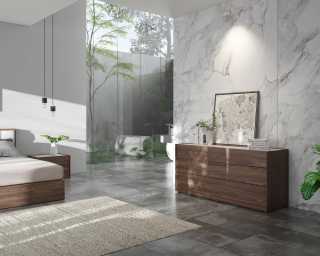 Hunter Wide Dresser with Charlotte Bed - Staged