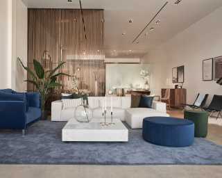 Liza Coffee Table - Marble 40x40- Featuring Porter Sectional