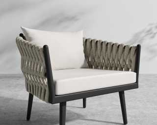 Pierre Outdoor Lounge Chair - Black Frame - Palisades 