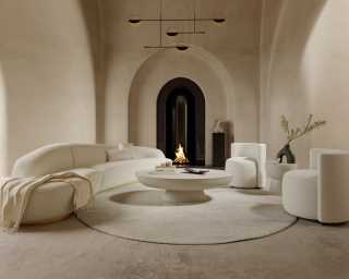 Reya Sectional Scene featuring Nova Lounge Chair, Asha Rug Round and Maria Coffee and Side Table Reya Sectional Scene featuring Nova Lounge Chair, Asha Rug Round and Maria Coffee and Side Table