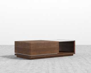 Truman Coffee Table - Walnut Veneer - White Frosted Glass