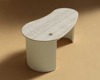 Valerian Desk - White Travertine - Alabaster Valerian Desk - White Travertine - Alabaster