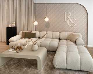 Belia Sectional Scene in Pearl - Showroom 