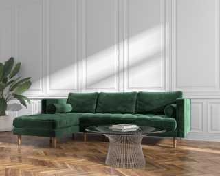 Luca Sectional - Plush Velvet - Moss - Left Facing