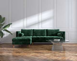 Luca Sectional - Plush Velvet - Moss - Left Facing