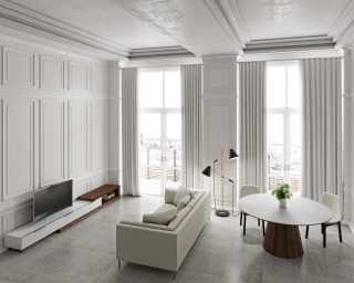 Winston Dining Table - 63 - White Lacquer with Glass