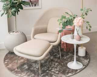 Womb Chair and Ottoman - Smoky Quartz - Cashmere 