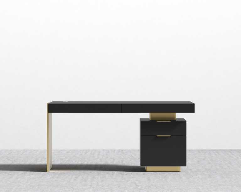 Arlo Desk - Brushed Brass - Black Oak